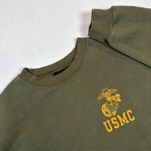 VTG USMC Bay Side Sweatshirt Men's Large Olive Green Made USA Military Pullover